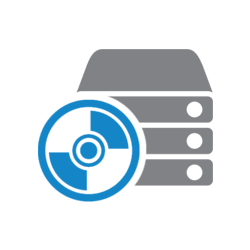Graphic of a server and symbol