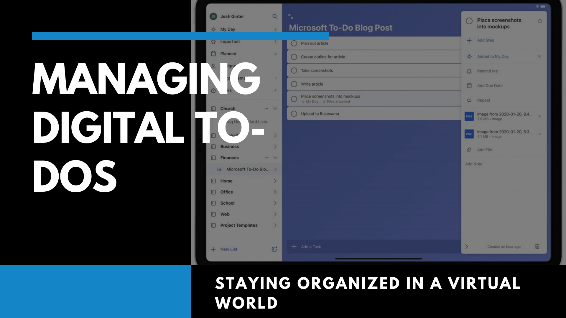 Graphic saying, "Managing Digital to-dos"