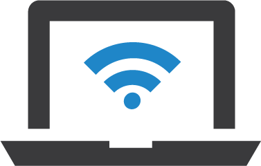 Graphic of laptop with Wi-Fi logo