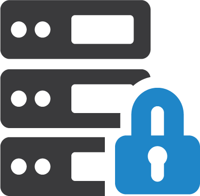 Graphic of routers with a lock symbol