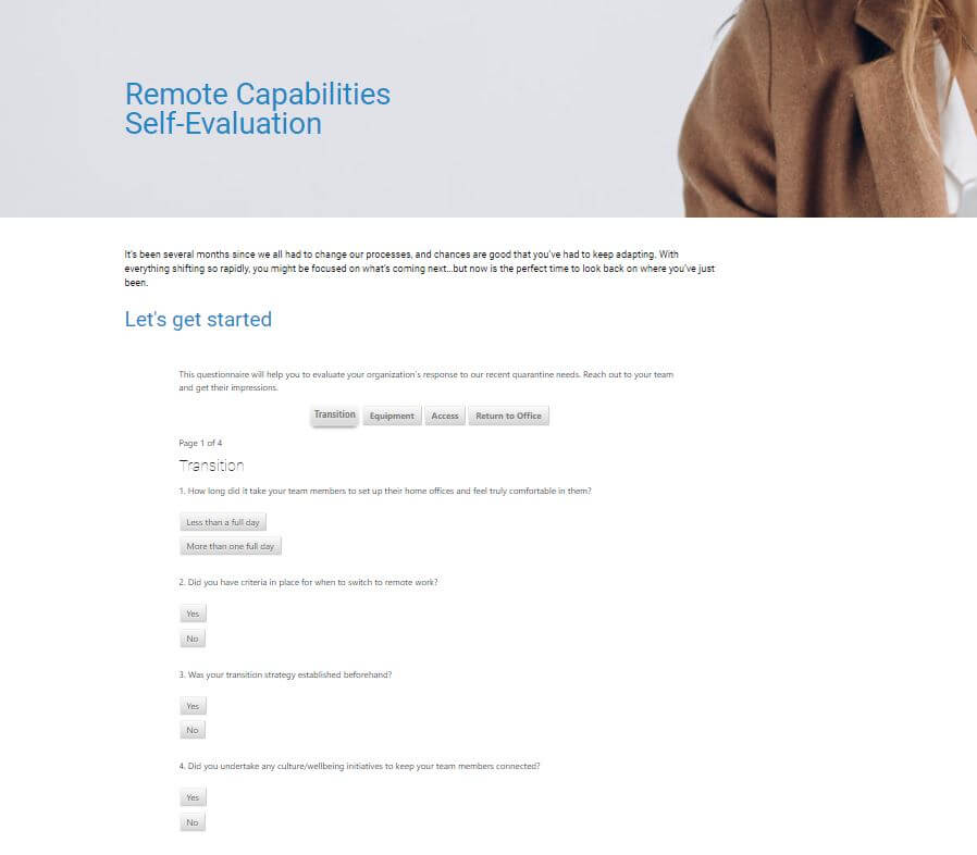 Screenshot of a 'Remote Capabilities Self-Evaluation' form