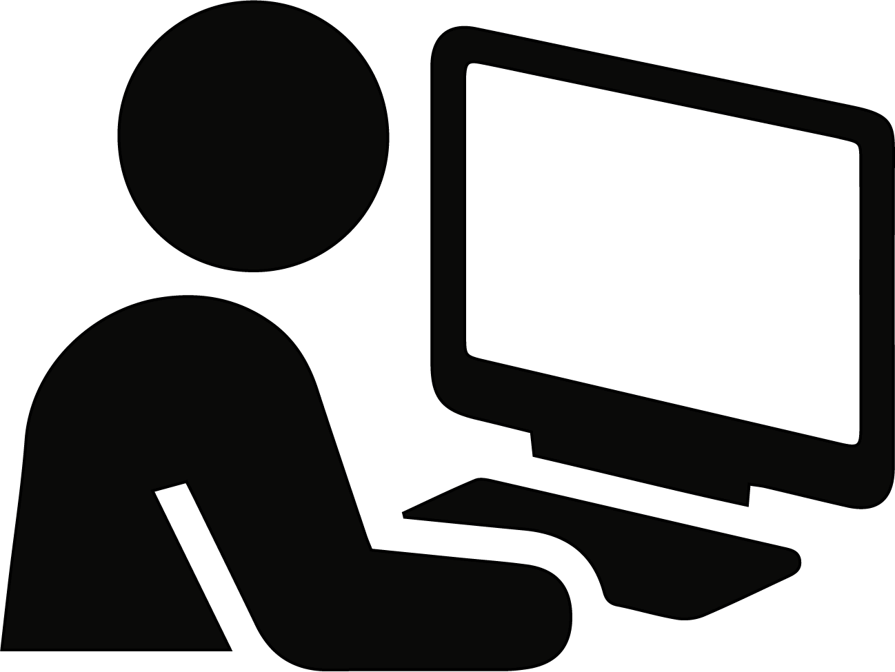 Graphic of a person at the computer