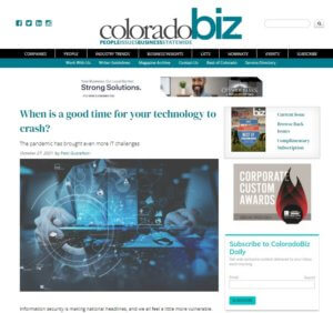 Screenshot of an article entitled, "When is a good time for your technology to crash?"