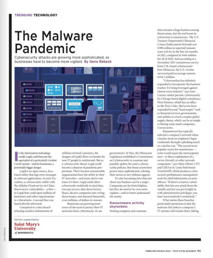 Screenshot of article entitled, "The Malware Pandemic"