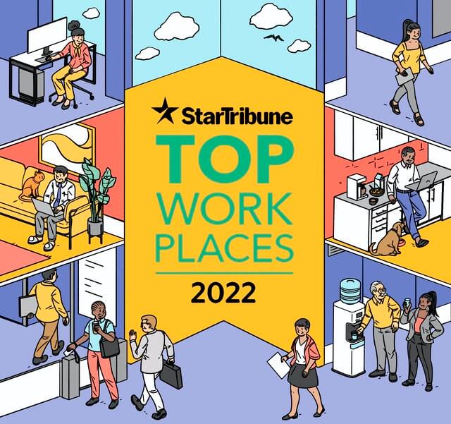 Graphic saying, "Star Tribune Top Work Places 2022"