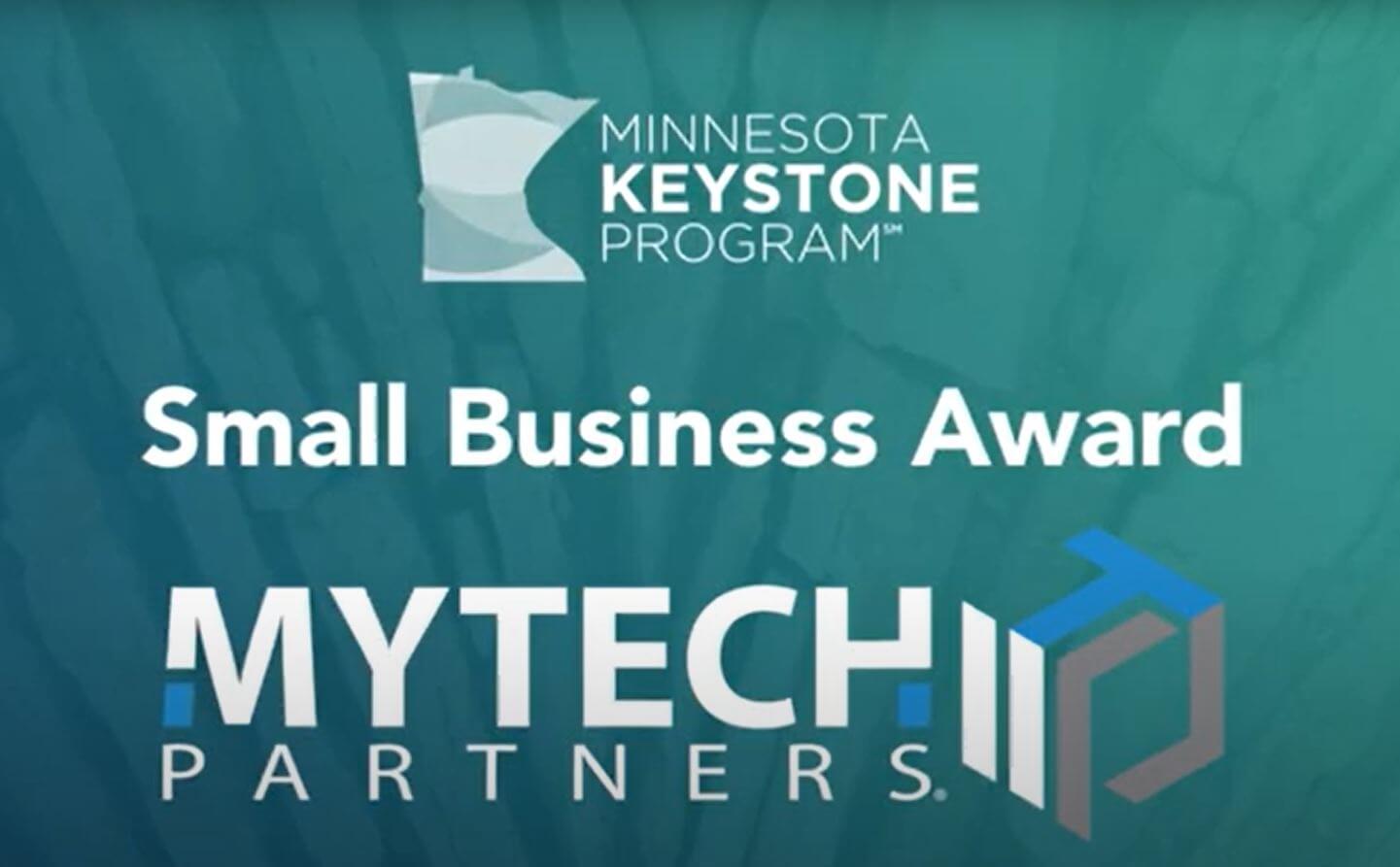 Graphic of Minnesota Keystone Program's Small Business Award & Mytech Partners logo