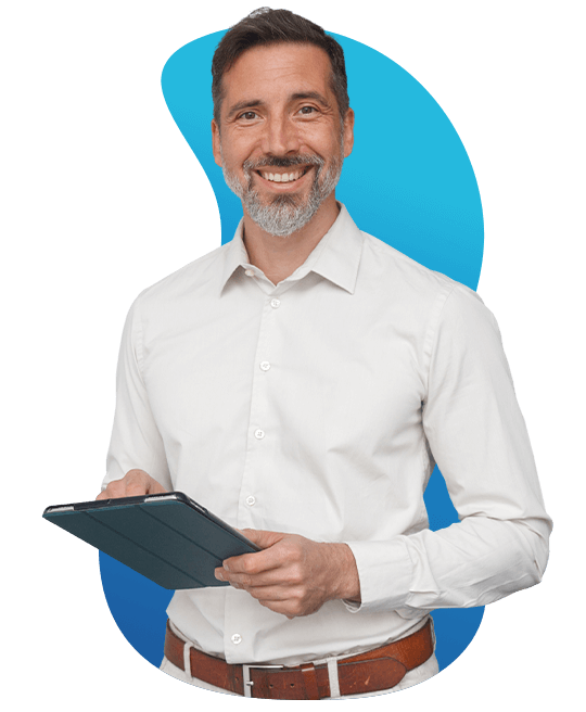 Individual using a tablet to collaborate on IT tasks supported by a co‑managed IT provider.