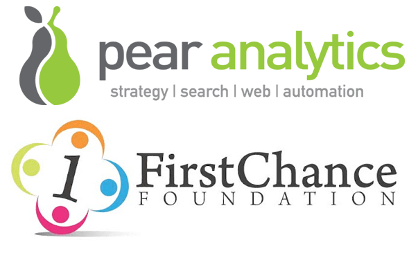 Pear Analytics and First Chance Foundation logos representing organizations supporting community impact and giving initiatives in San Antonio.