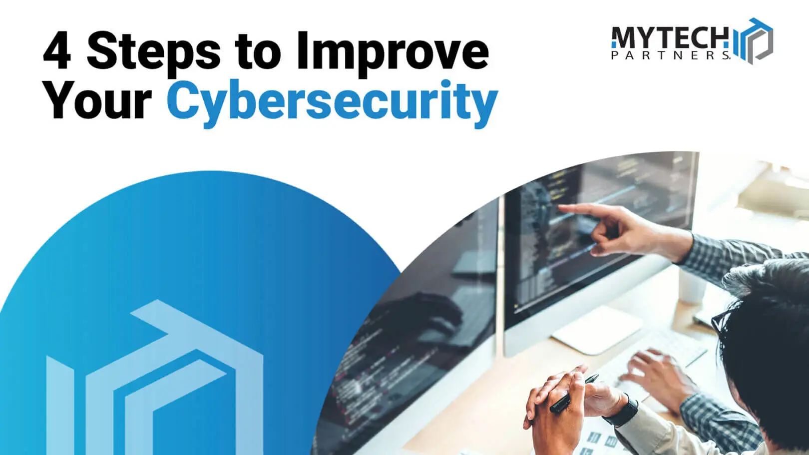 Featured image showing technology professionals reviewing code and security information with text about improving cybersecurity practices.